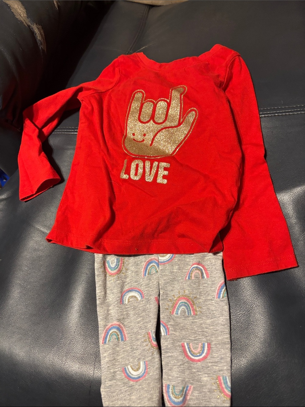 Carters Gray Rainbow Arc Leggings Multicolor Cat &Jack Long sleeve love t shirt